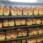 Loaves of bread on shelves